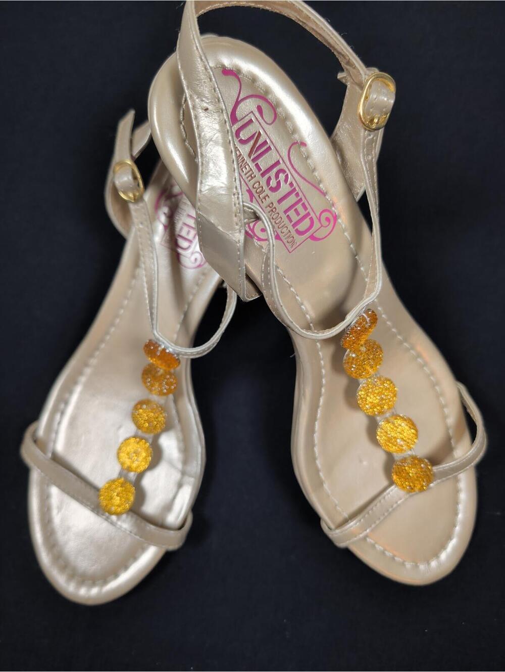 Unlisted Kind Love Women's Gold T-Strap Sandals Size 8.5 Medium